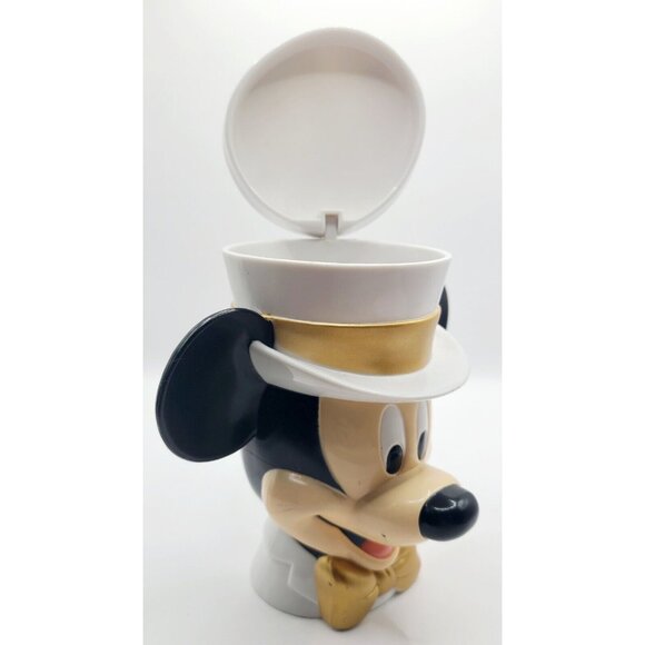 Disney Mickey Mouse Mug Cup Attached Flip Lid Microwave Dishwasher Safe Vintage - Picture 5 of 9